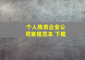 个人独资企业公司章程范本 下载